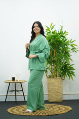 Ensemble fluide en lin style kimono