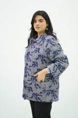 Manteau court Texturée Bleu & Gris