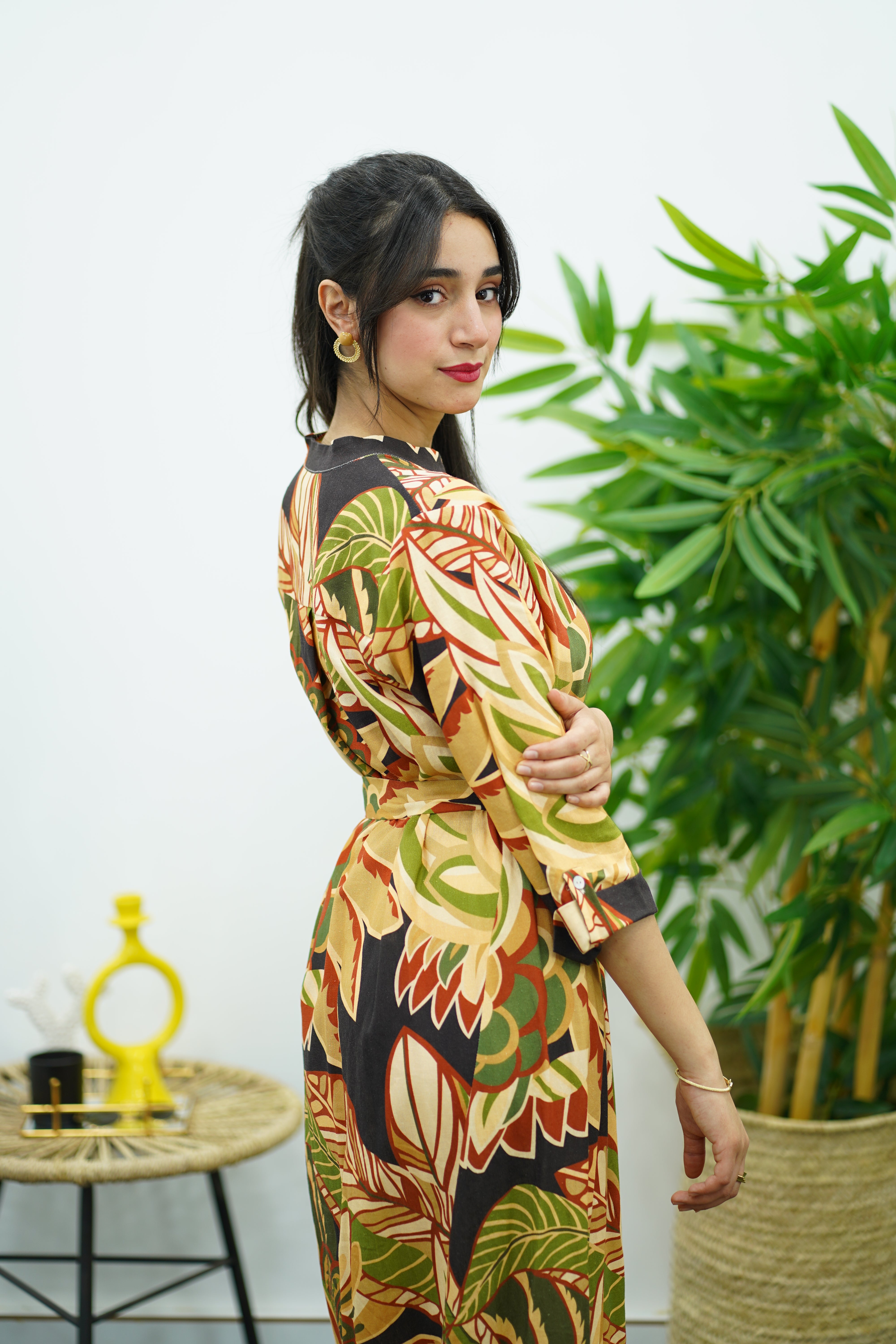 Robe Imprimée avec Ceinture – Élégance Naturelle