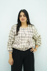 Bomber a carreaux en tweed