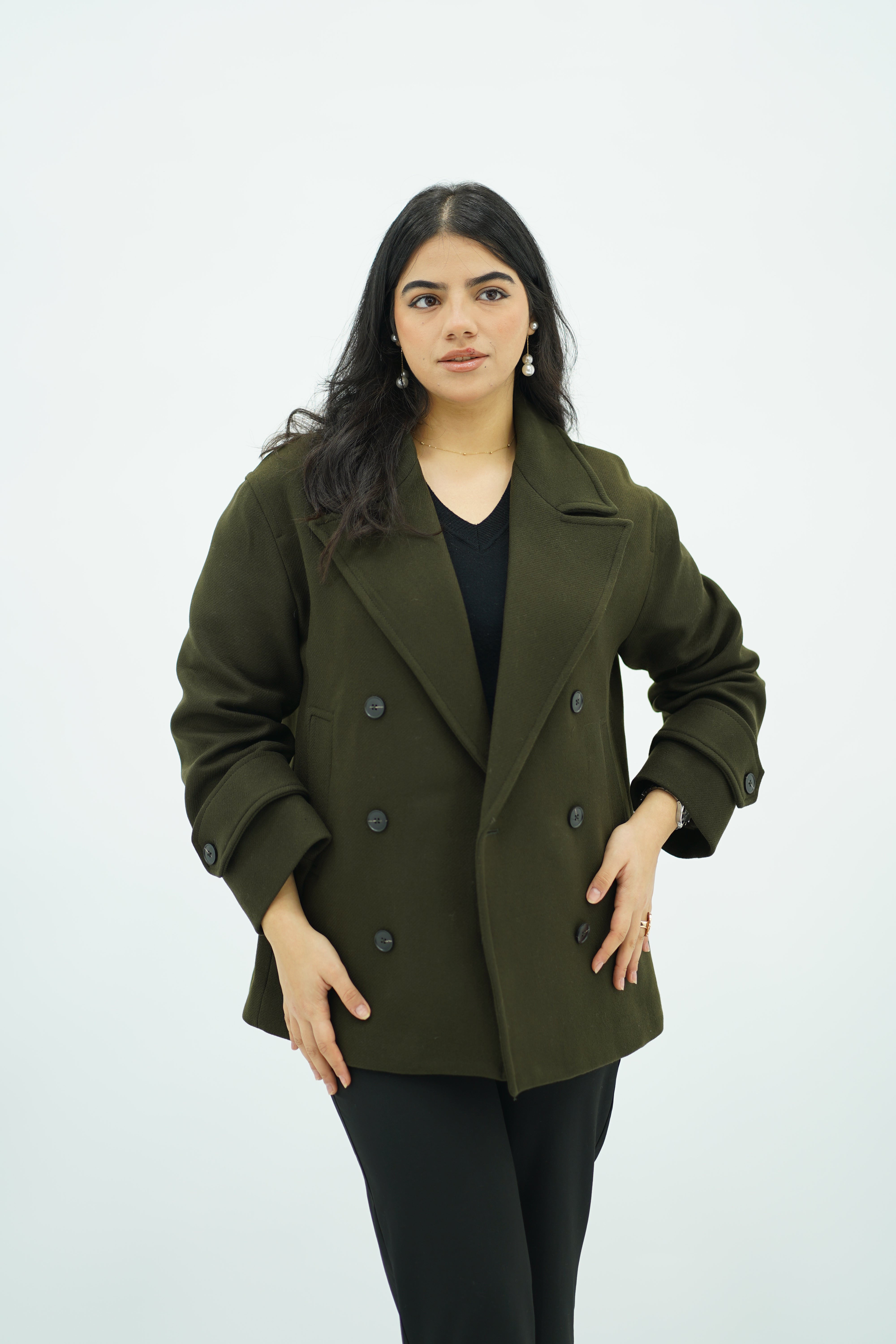 Manteau court oversize Kaki