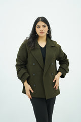 Manteau court oversize Kaki