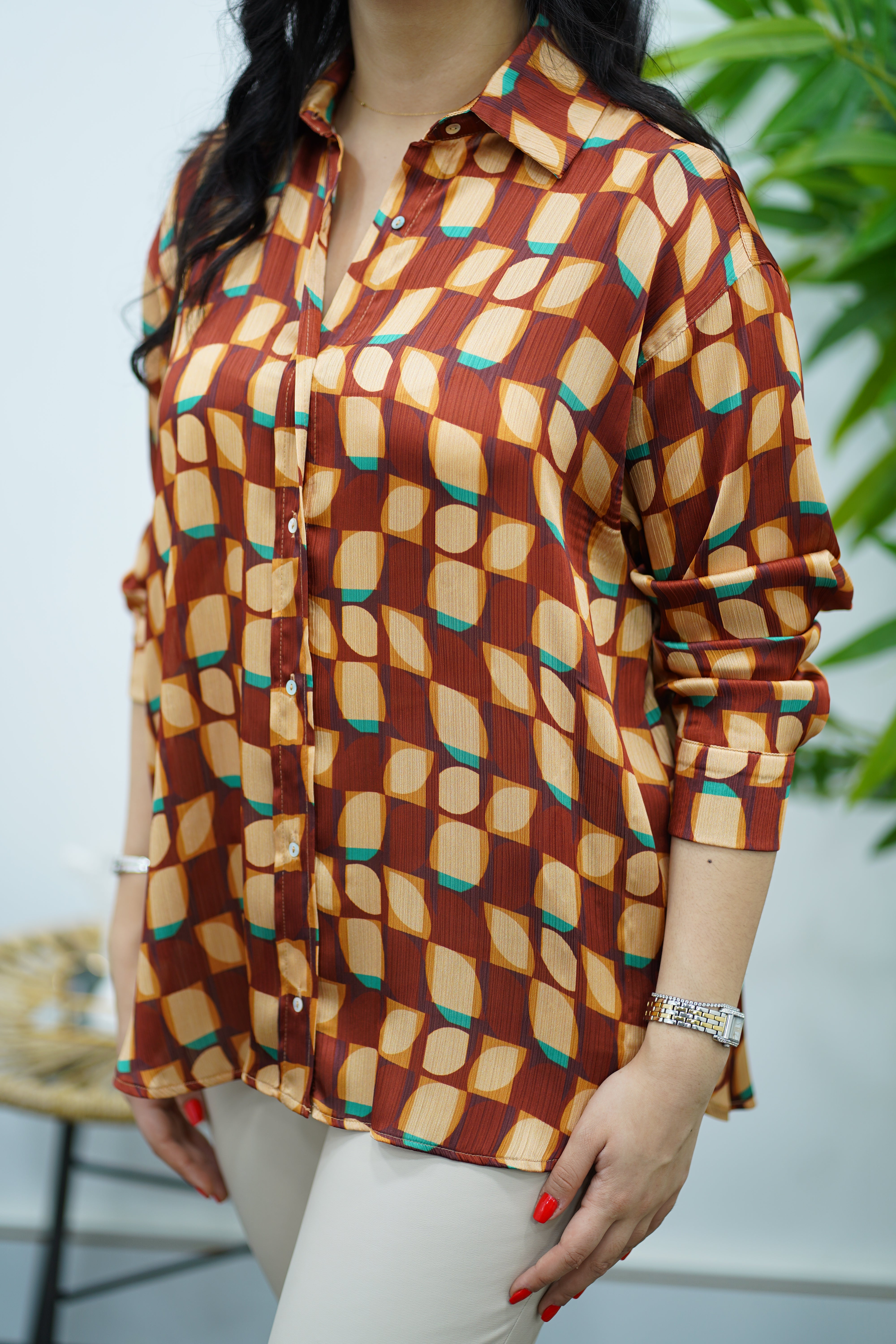 Chemise En Satin - Imprimée