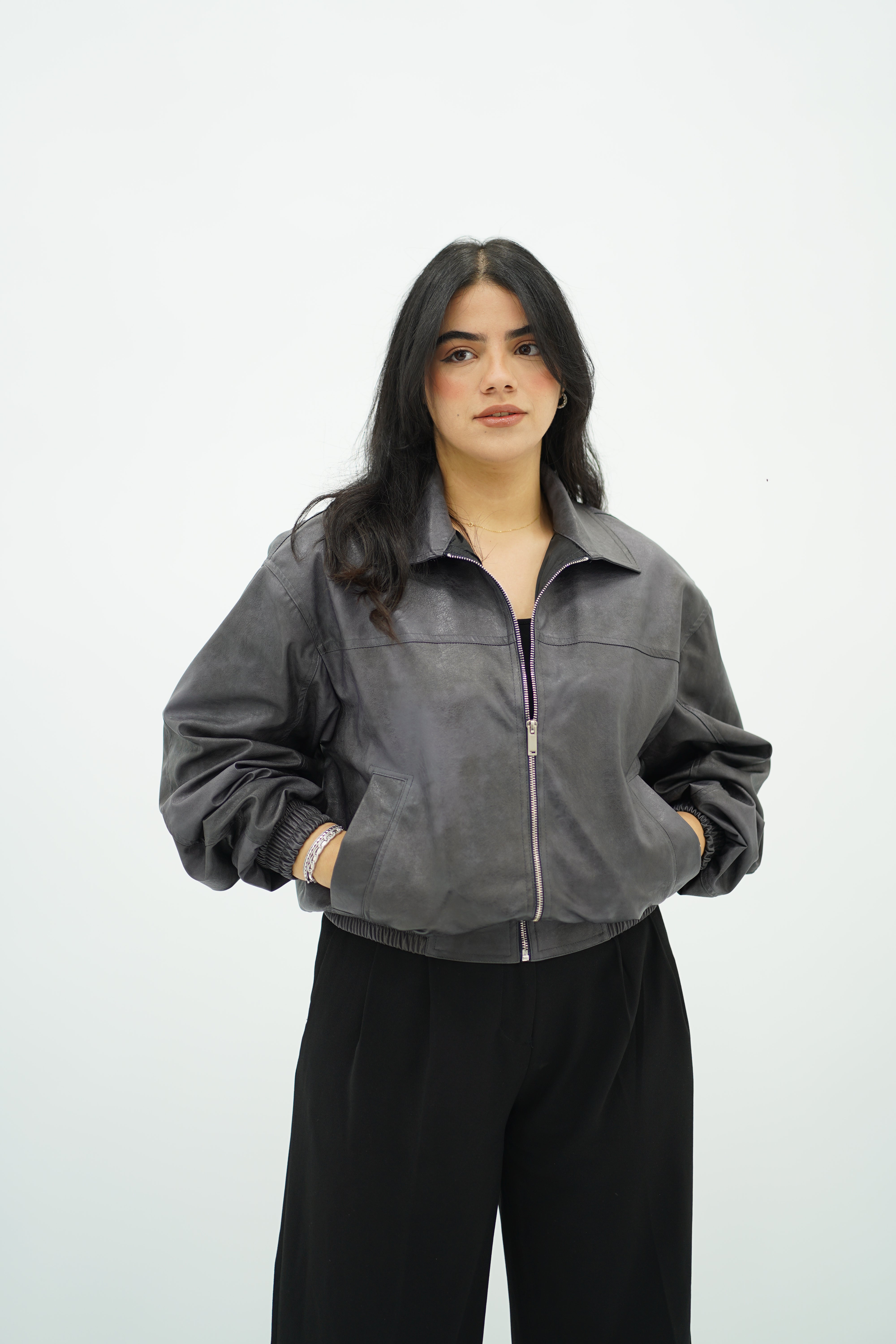 Bomber Gris en similicuir 🩶