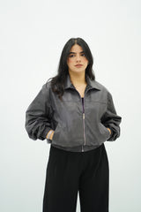 Bomber Gris en similicuir 🩶