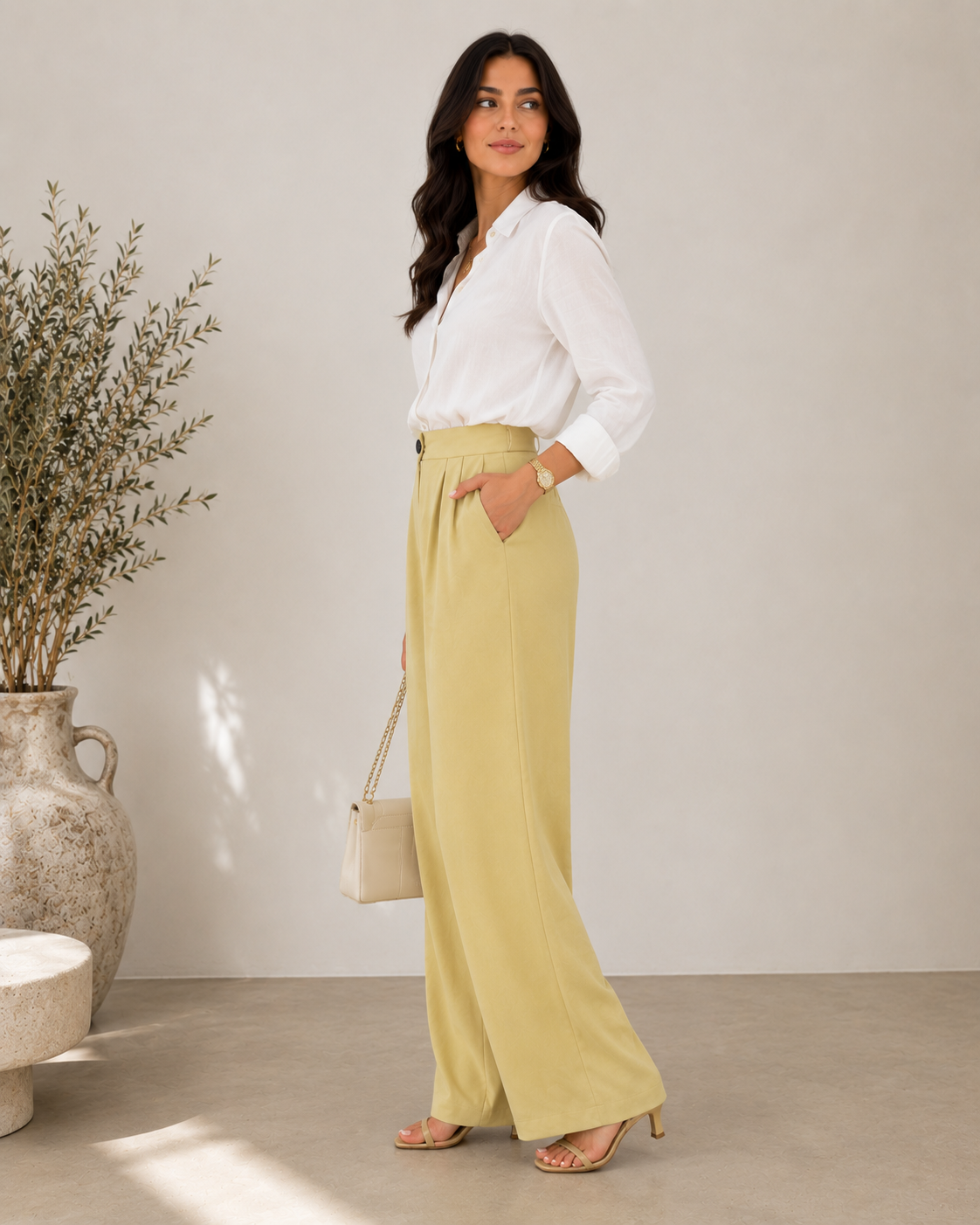 Pantalon Large Jaune soleil