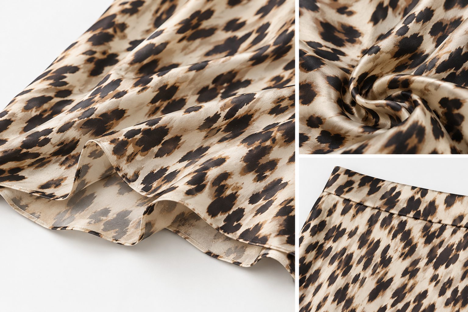 Jupe Fluide Satin – Motif Animal Léopard