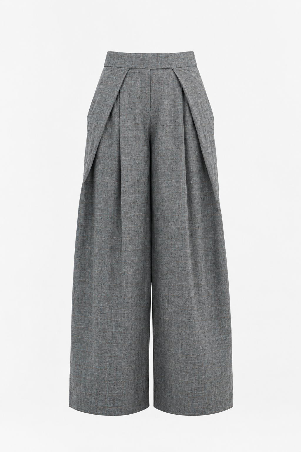 Pantalon Large Gris à Carreaux