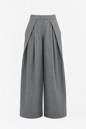 Pantalon Large Gris à Carreaux