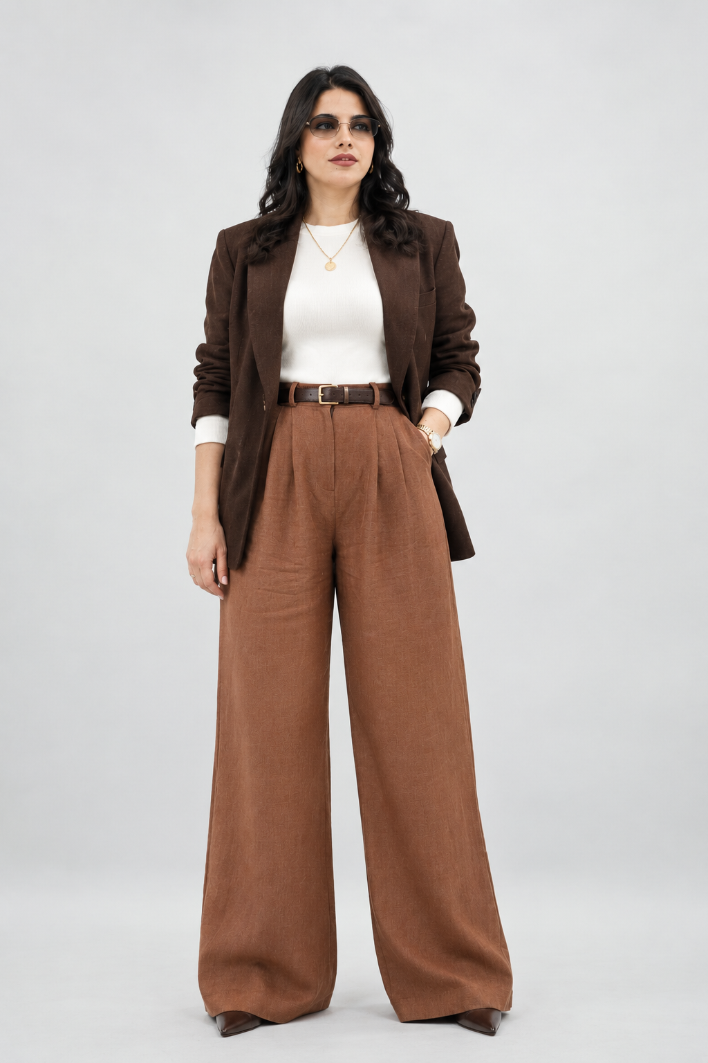 Pantalon Large en Lin Terracotta