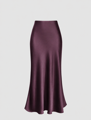 Jupe Longue Satinée Aubergine