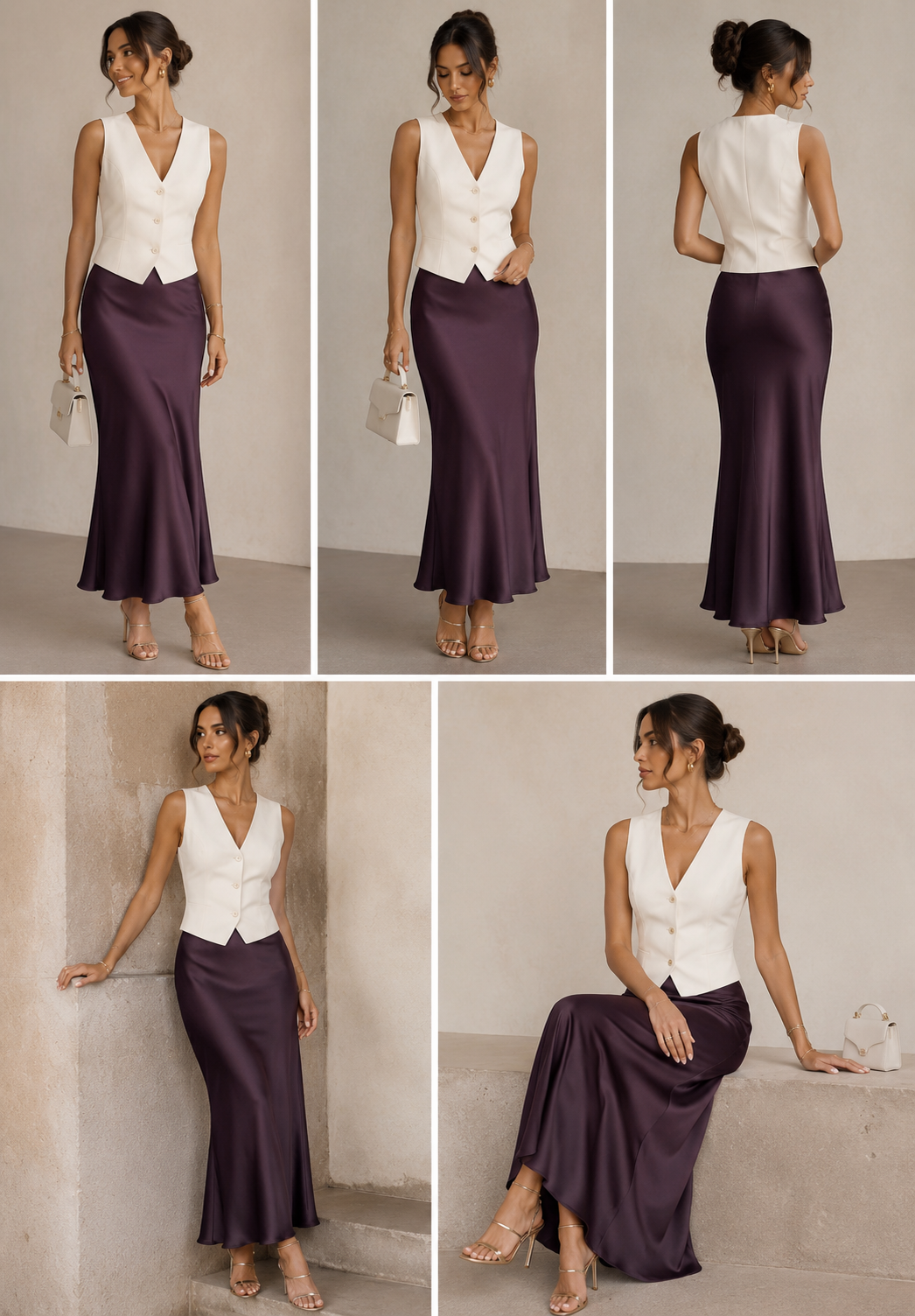 Jupe Longue Satinée Aubergine
