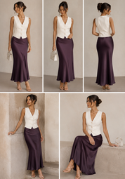 Jupe Longue Satinée Aubergine