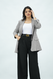 Blazer à Motifs Pied-de-Poule Noir & Blanc