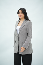 Blazer à Motifs Pied-de-Poule Noir & Blanc