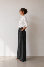Pantalon Large Gris Foncé