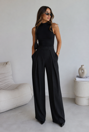 Pantalon Palazzo Noir Élégance Intemporelle