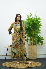 Robe longue à imprimé tropical