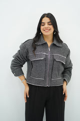 Bomber en tweed Gris