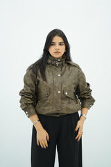 Bomber en similicuir effet dégradé