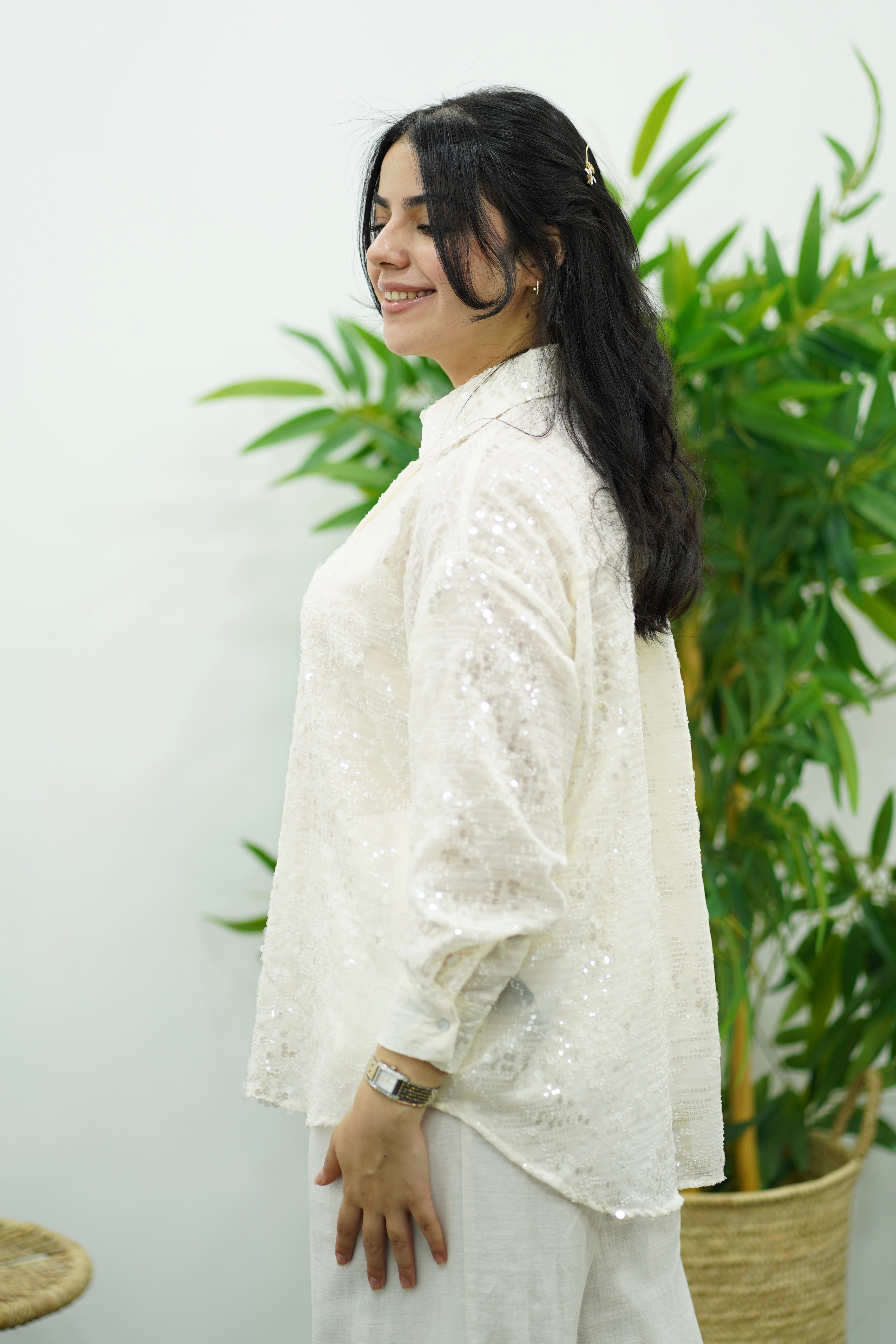 Chemise Blanche- À sequins