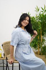 Robe En Lin - Bleu Ciel