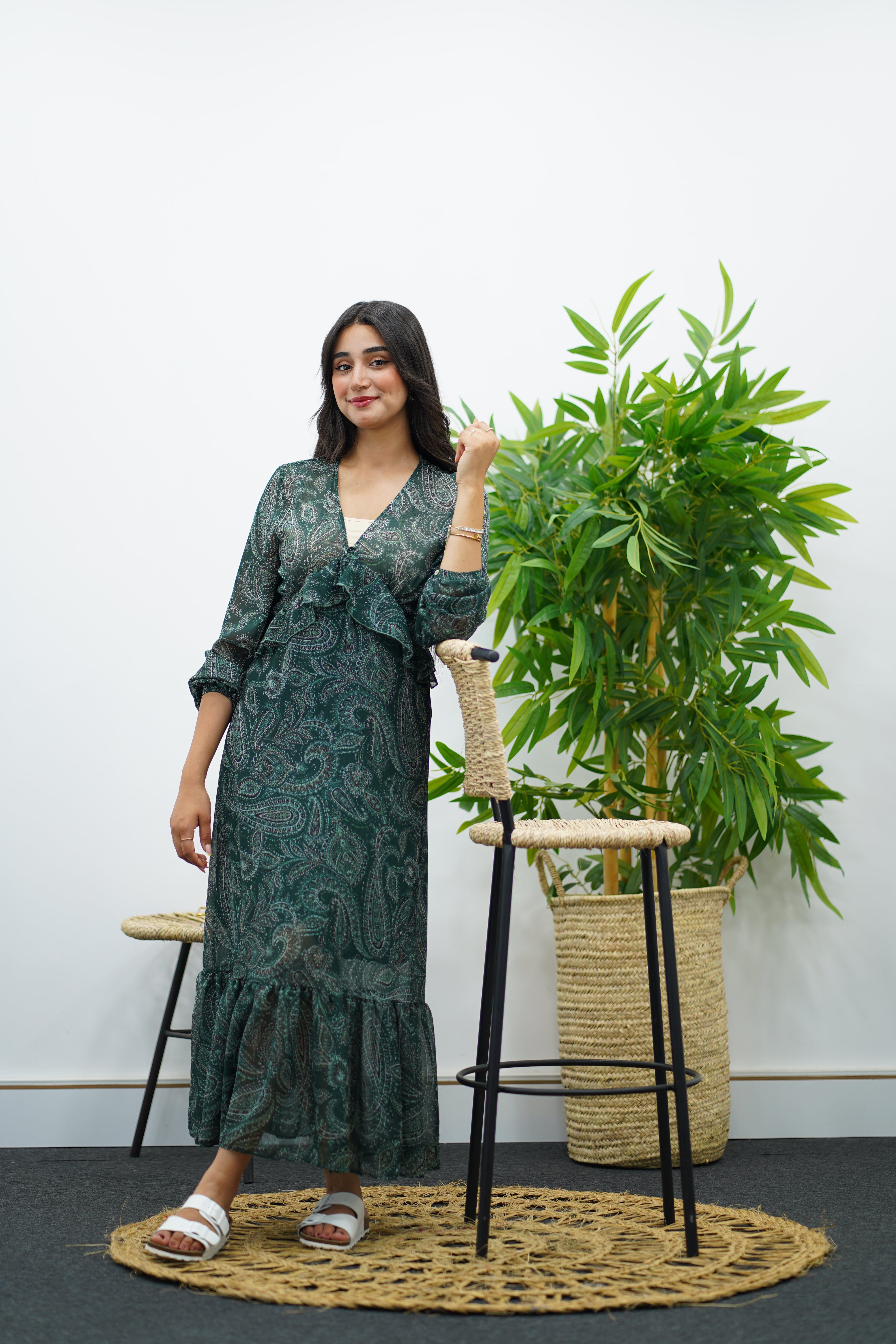 Robe fluide imprimée - Verte 🍀