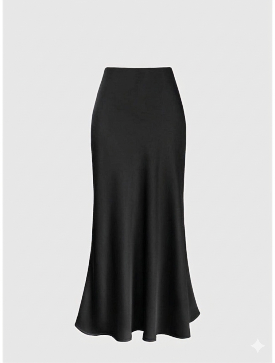Jupe longue satinée Noir