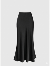 Jupe longue satinée Noir