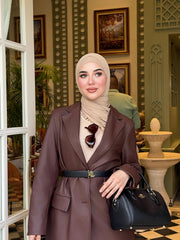 Veste en similicuir marron