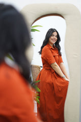Robe En Popeline - Rouge Brique