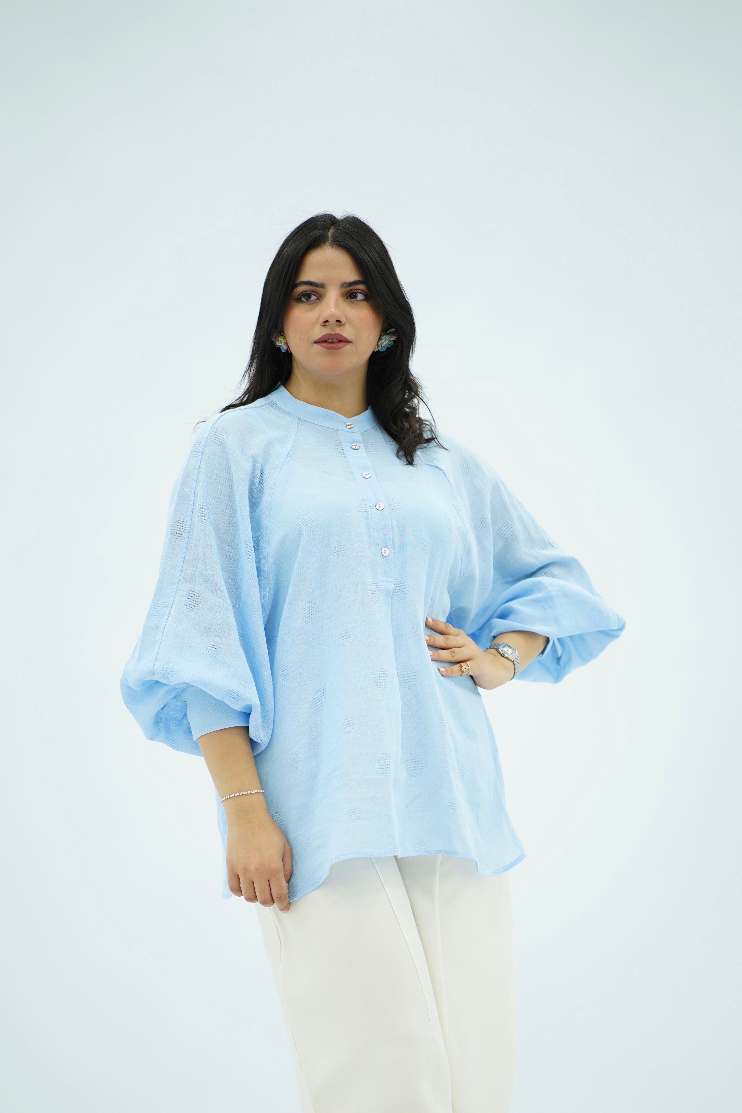 Chemise en lin Bleu ciel