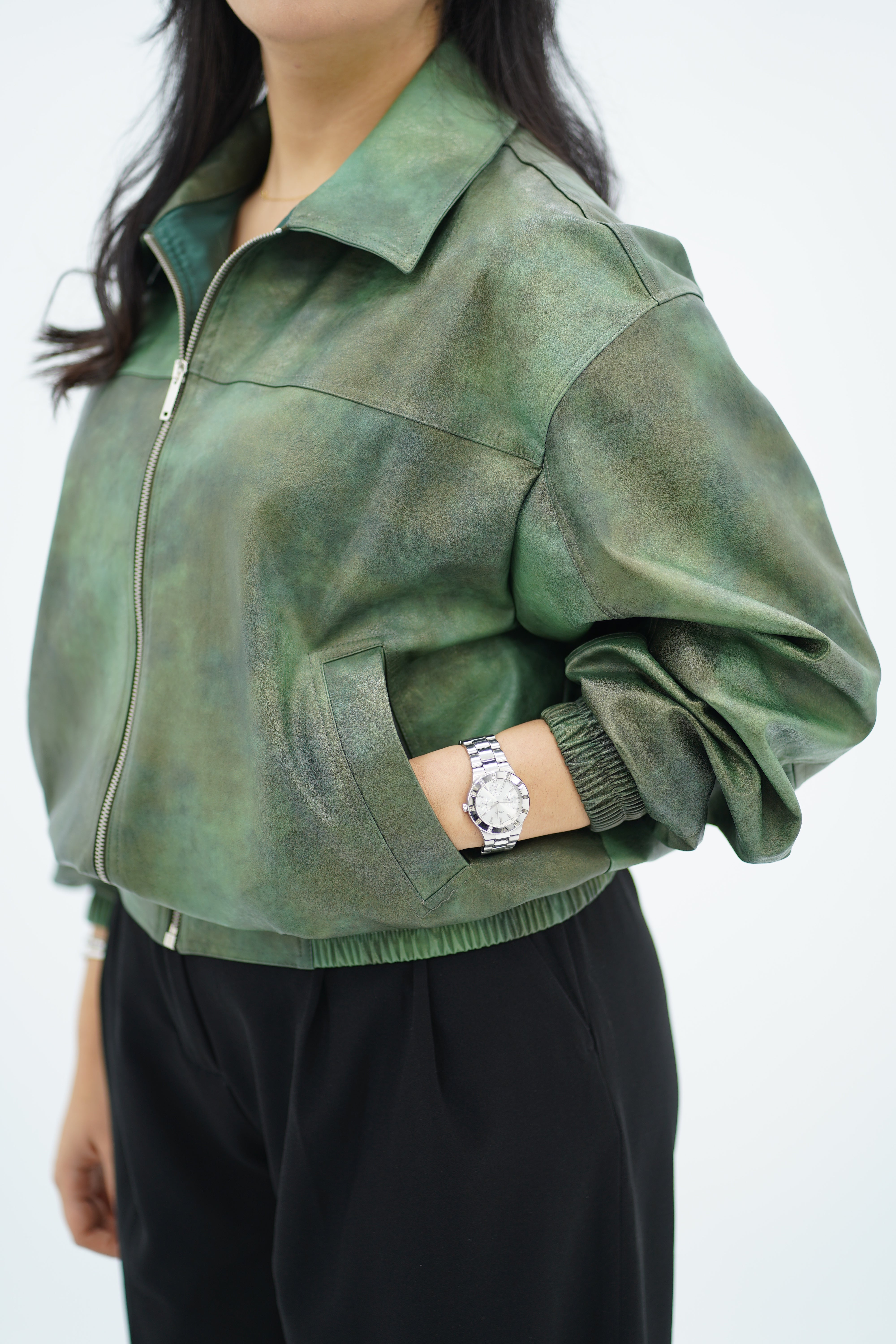 Bomber en similicuir Verte 🍀