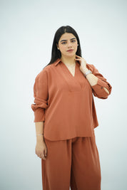 Ensemble Détente en Tencel Rouge brique
