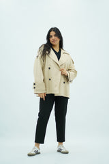 Mini trench beige à double boutonnage