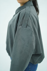 Bomber Gris en faux daim