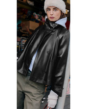 TRENSH COL MANTANT SIMILICUIR - NOIR