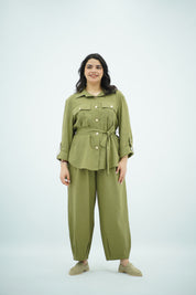 Ensemble Vert Olive en Lin