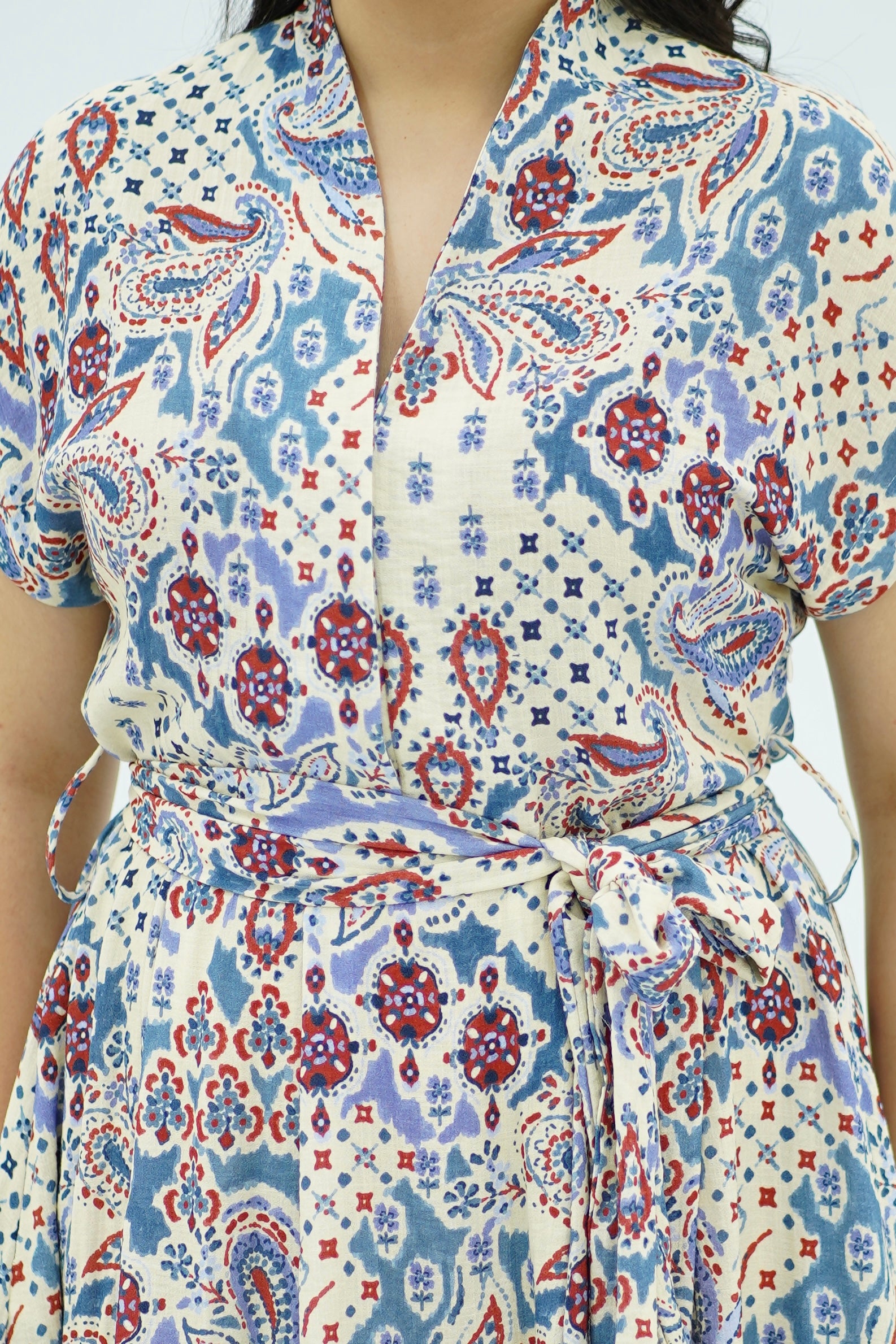 Robe Midi en Lin Fluide à Motif