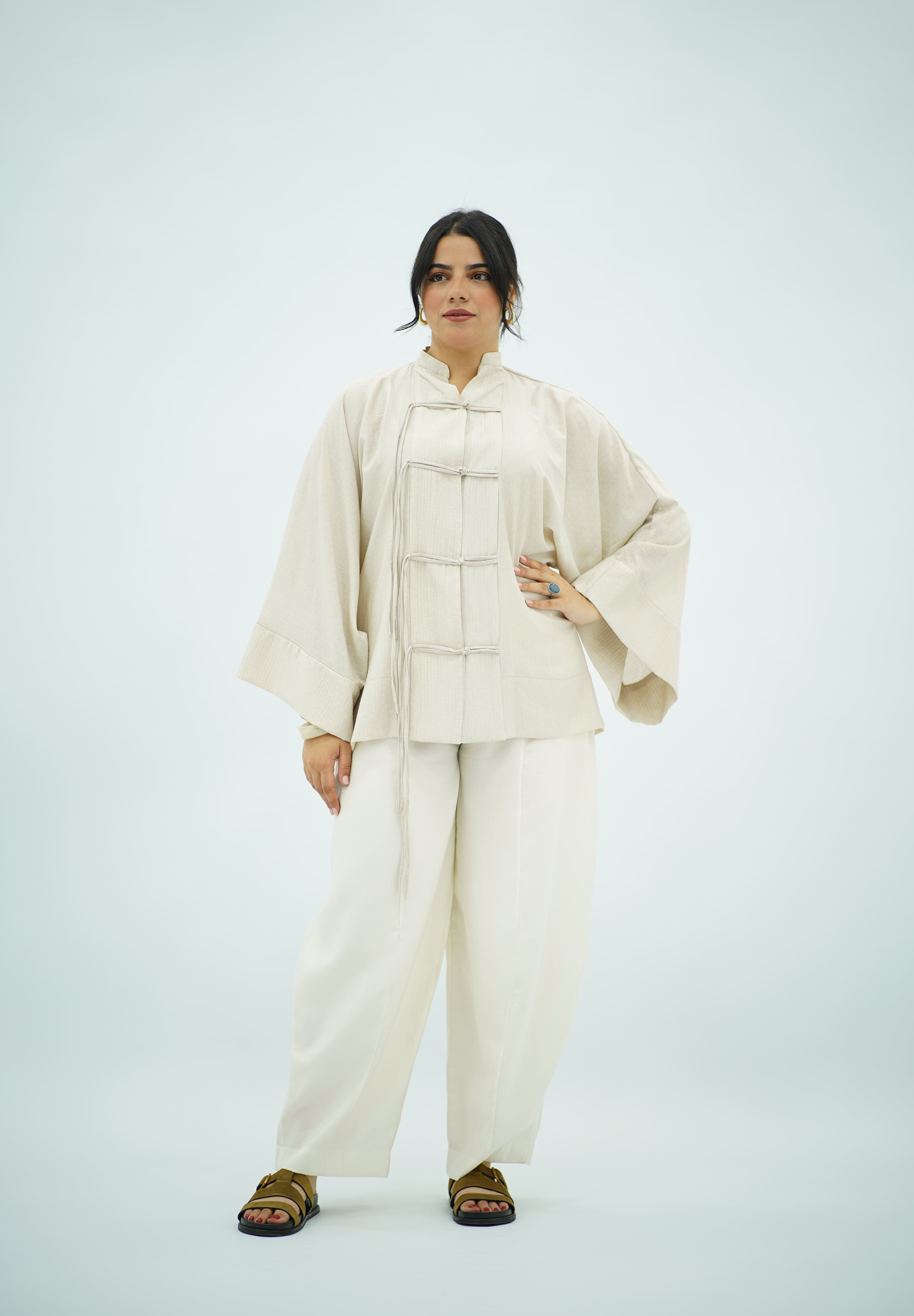 Chemise à noeud écru