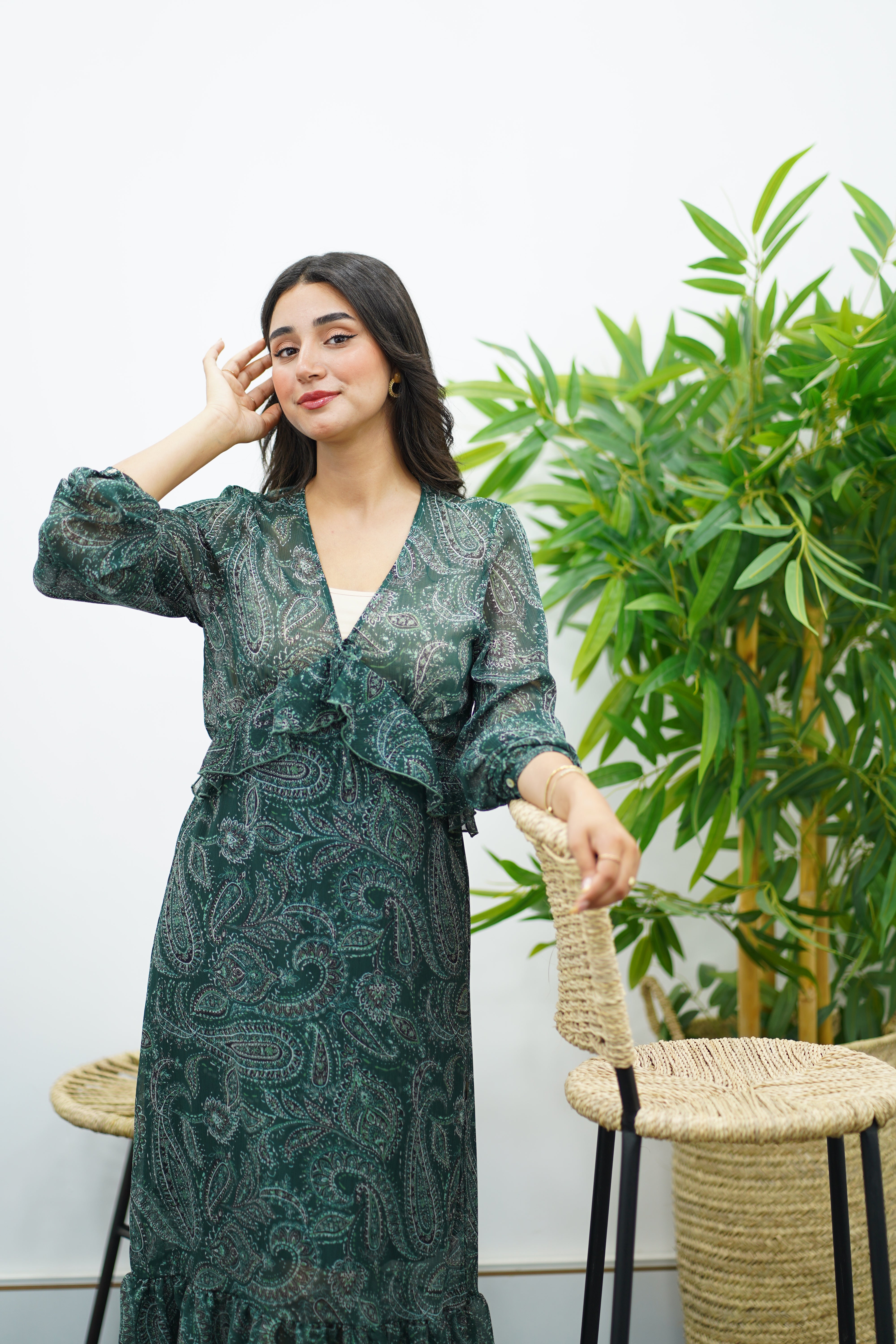 Robe fluide imprimée - Verte 🍀