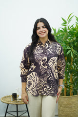 Chemise Marron En lin imprimée