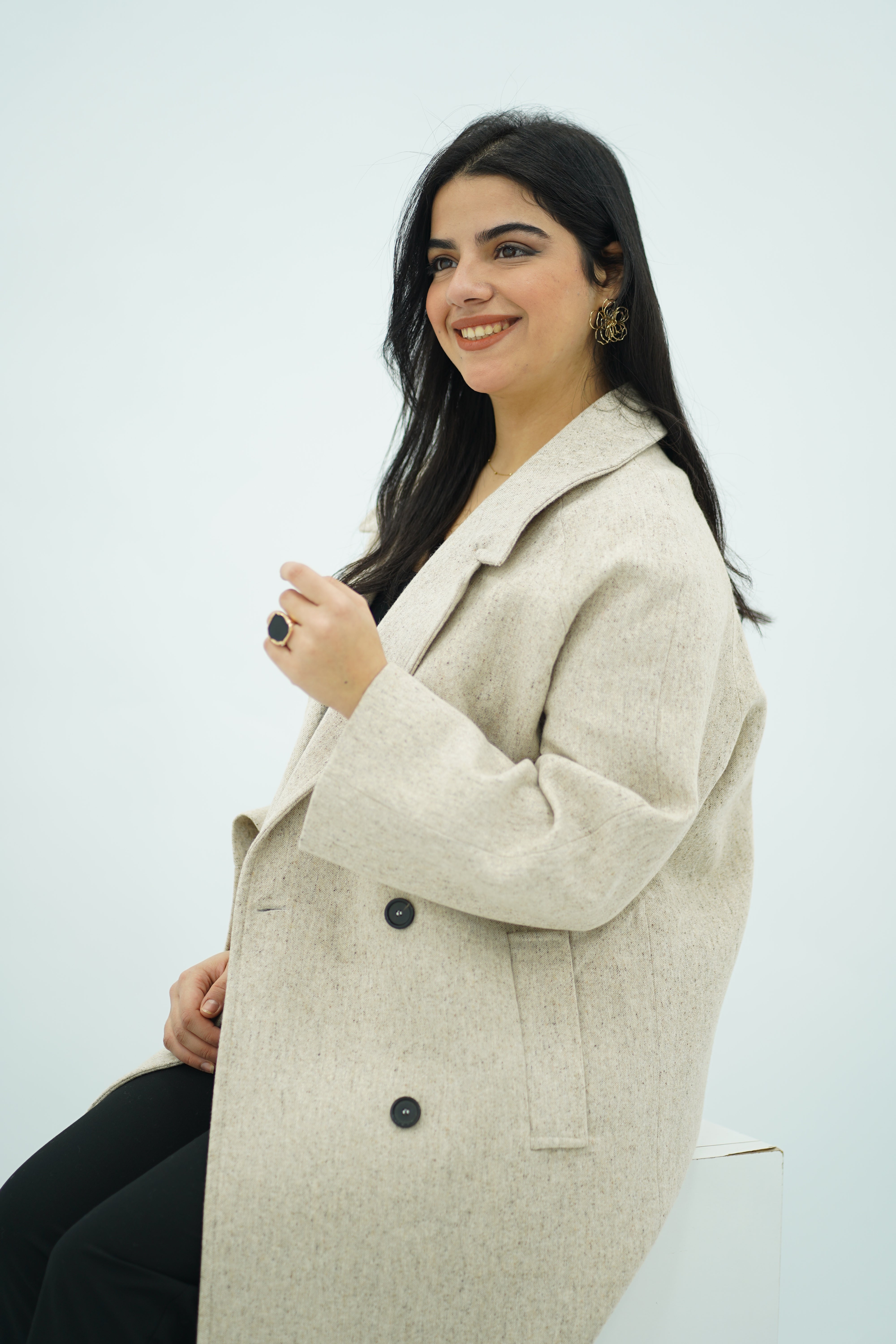 Manteau oversize Blanc cassé