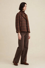 Jacket Double Face Marron & Motifs Carreaux