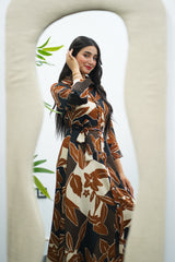 Robe fluide imprimé feuillage