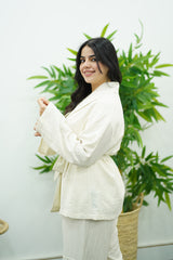 Ensemble Fluide Style Kimono - blanc cassé