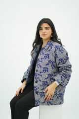 Manteau court Texturée Bleu & Gris