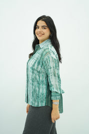 Chemise Oversize en Tie-Dye Vert et Blanc