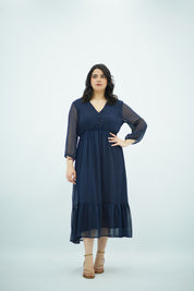 Robe à pois Fluide Bleue Nuit