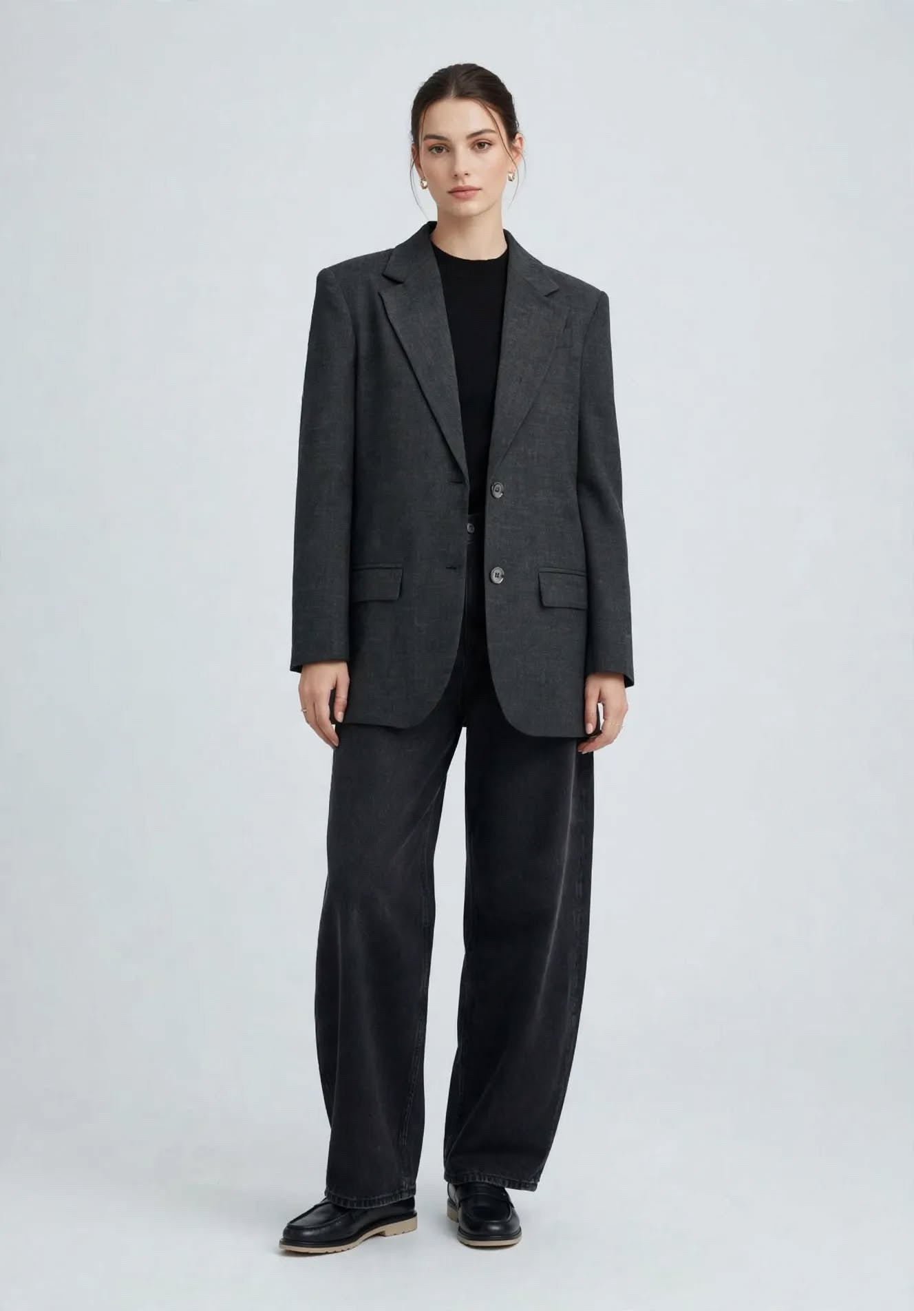Blazer Gris Anthracite à Fentes Latérales